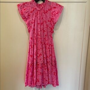 Karlie Pink & Hot Pink Floral Tiered Casual Dress, Size L